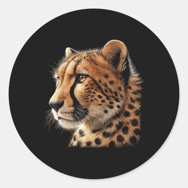 Cheetah Face Animal  Classic Round Sticker (Front)