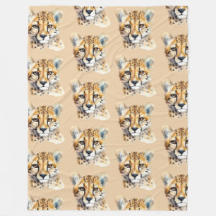 Cheetah Face Fleece Blanket