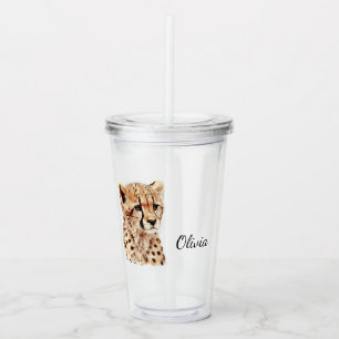Cheetah Face Personalized Acrylic Tumbler