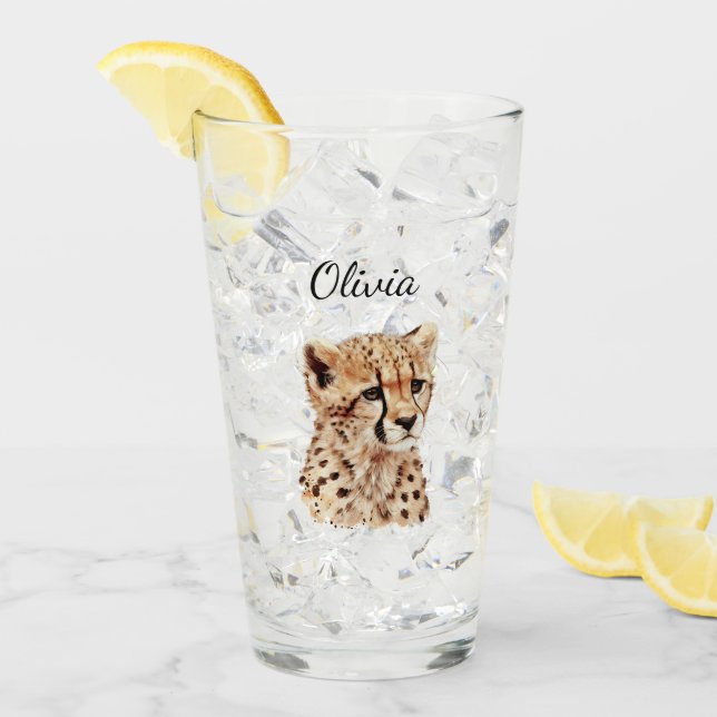 Cheetah Face Personalized Glass (Front Ice)