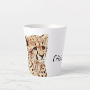 Cheetah Face Personalized Latte Mug