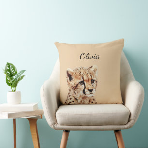 Cheetah Face Personalized Throw Pillow