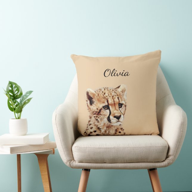 Cheetah Face Personalized Throw Pillow (Chair)