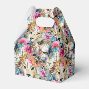 Cheetah Floral Boho Watercolor Pattern Favor Box
