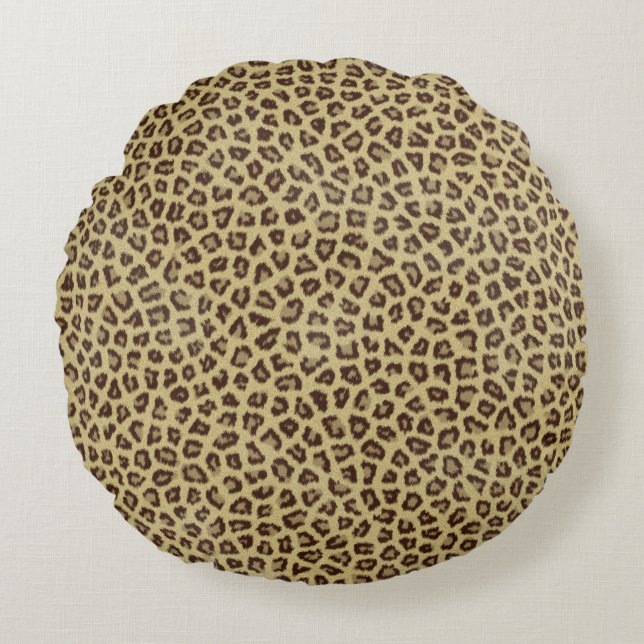Cheetah fur print round pillow (Front)