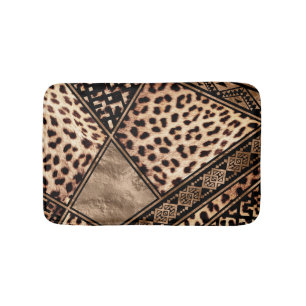 Cheetah Fur with Ethnic Ornaments Bath Mat