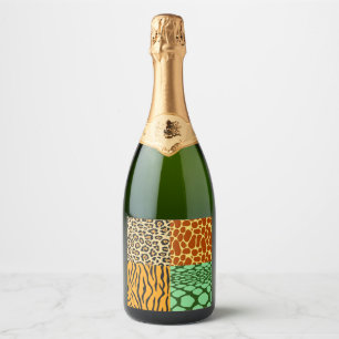 Cheetah, Giraffe, Tiger, and Snake Sparkling Wine Label