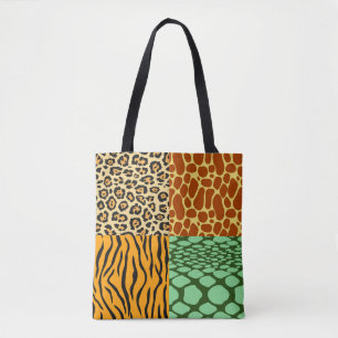 Cheetah, Giraffe, Tiger, and Snake Tote Bag