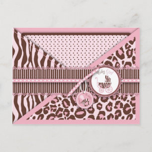 Cheetah Girl Postcard Pink C