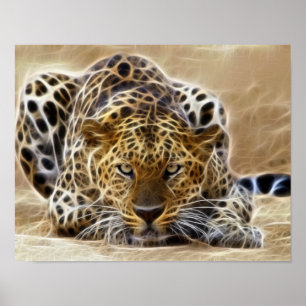 cheetah Glowing Electricity Poster