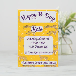 Cheetah Happy Birthday Invitation