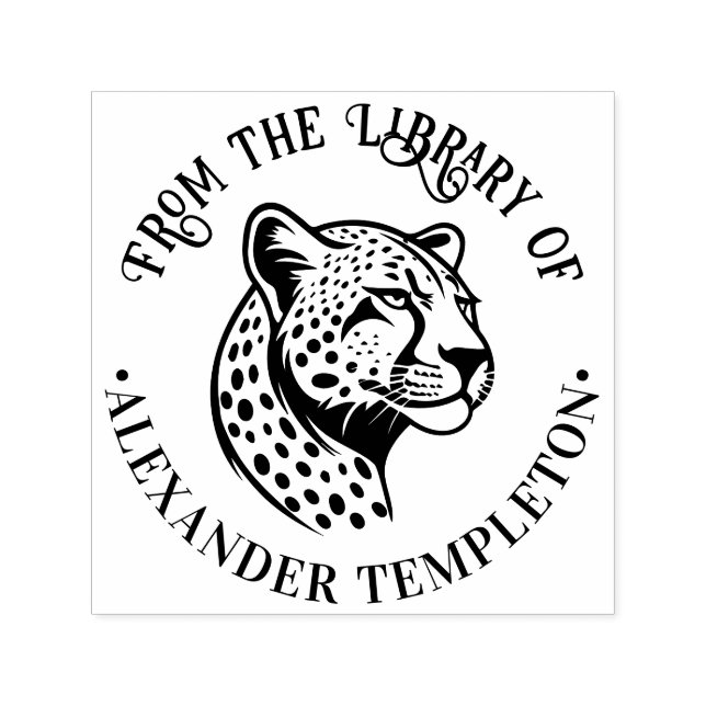 Cheetah Head #1P Library Book Name Self-inking Stamp (Design)