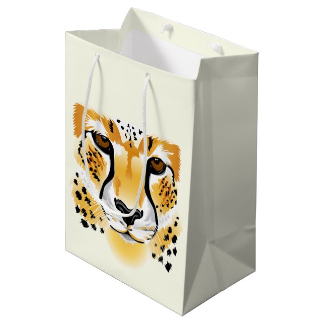 cheetah head close-up illustration medium gift bag (Front Angled)