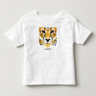 cheetah head close-up illustration name toddler t-shirt