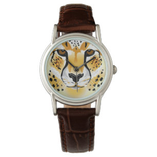 cheetah head close-up illustration watch