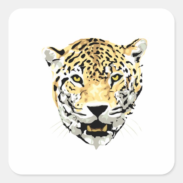 Cheetah Head Drawing Square Sticker (Front)