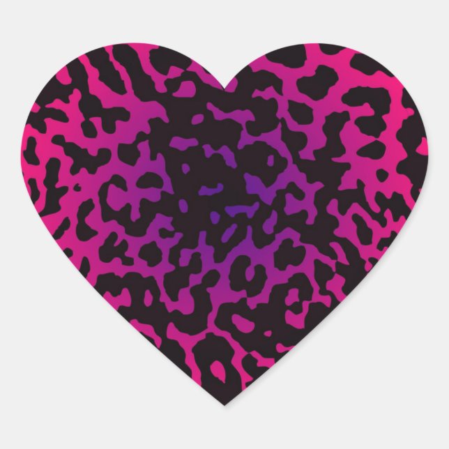 Cheetah Heart Pink Purple Heart Sticker (Front)