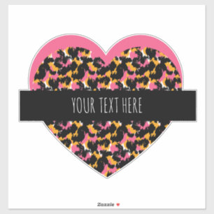 Cheetah Heart Pink Text Car Sticker