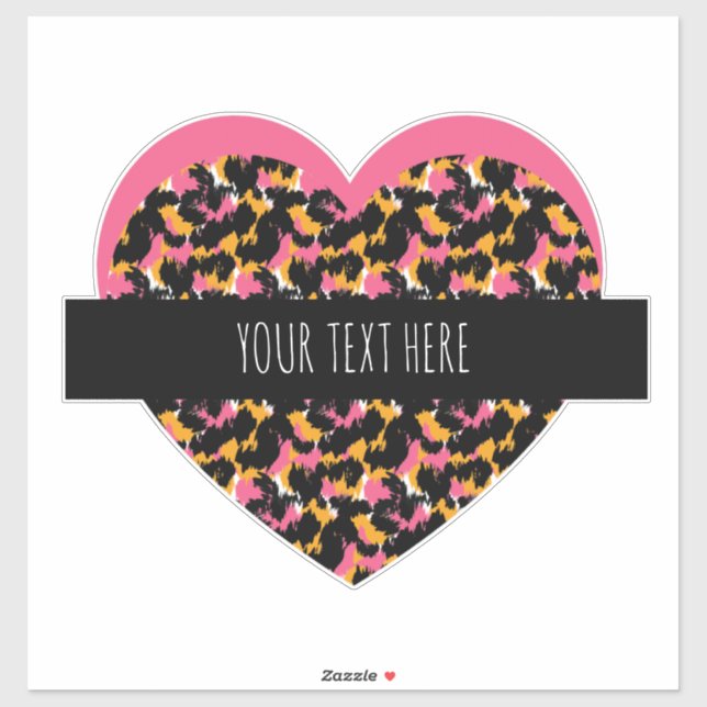 Cheetah Heart Pink Text Car Sticker (Sheet)