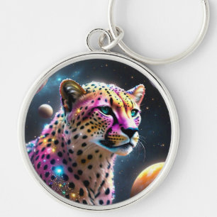Cheetah In Space Keychain
