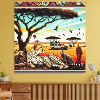 cheetah in the serengeti canvas wall frame