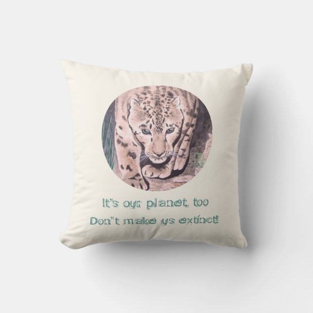 Cheetah "It's my planet, too!" Throw Pillow (Front)