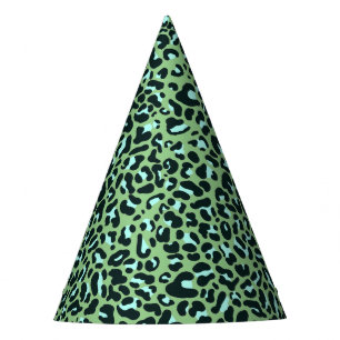 Cheetah Leopard Animal Print in Mint Green Party Hat