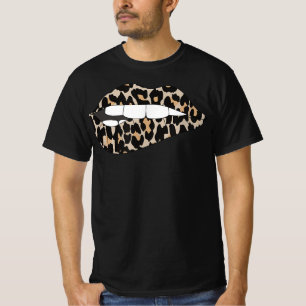 Cheetah Leopard Animal Print Lip Bite T-Shirt