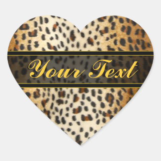 Cheetah Leopard Faux Animal Print Heart Sticker
