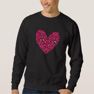 Cheetah Leopard Pattern Pink Heart Cute Valentine' Sweatshirt
