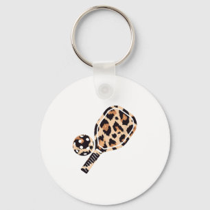 Cheetah Leopard Pickleball Paddleball Sports Mom D Keychain