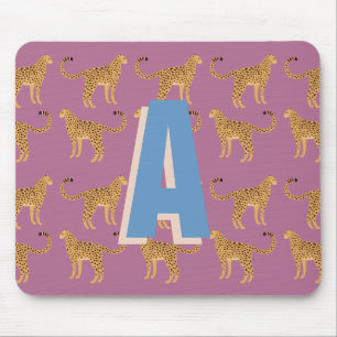Cheetah, leopard pink monogrammed mouse pad