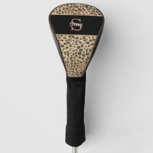 Cheetah Leopard Print Pattern Initial Monogram Golf Head Cover