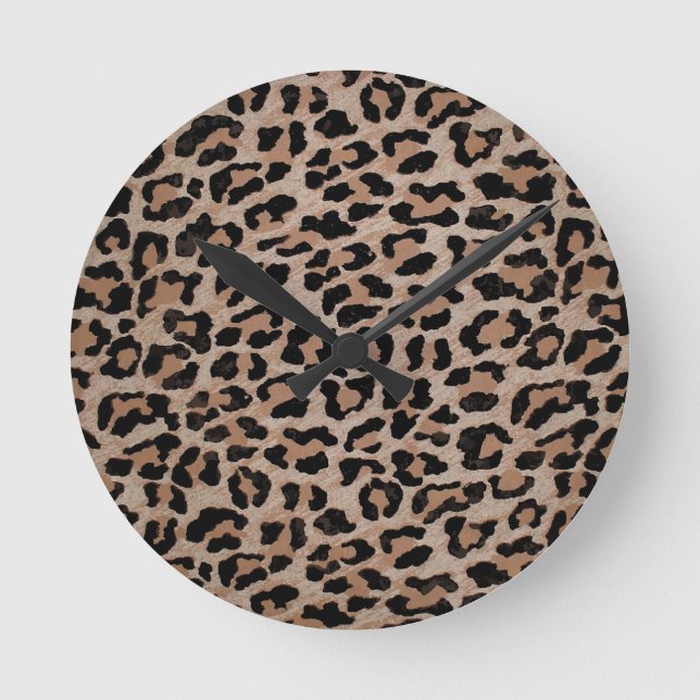 cheetah leopard print round clock (Front)
