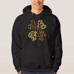 Cheetah Leopard Print Shamrock St Patricks Day Luc Hoodie