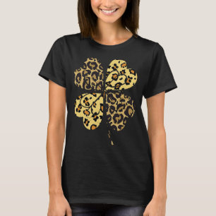 Cheetah Leopard Print Shamrock St Patricks Day Luc T-Shirt