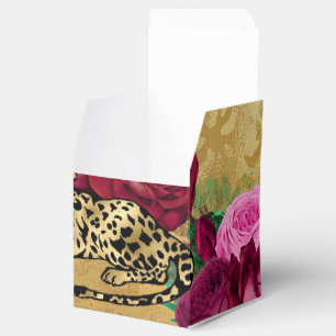 Cheetah Leopard Red Rose Floral Flower Pattern Favor Box