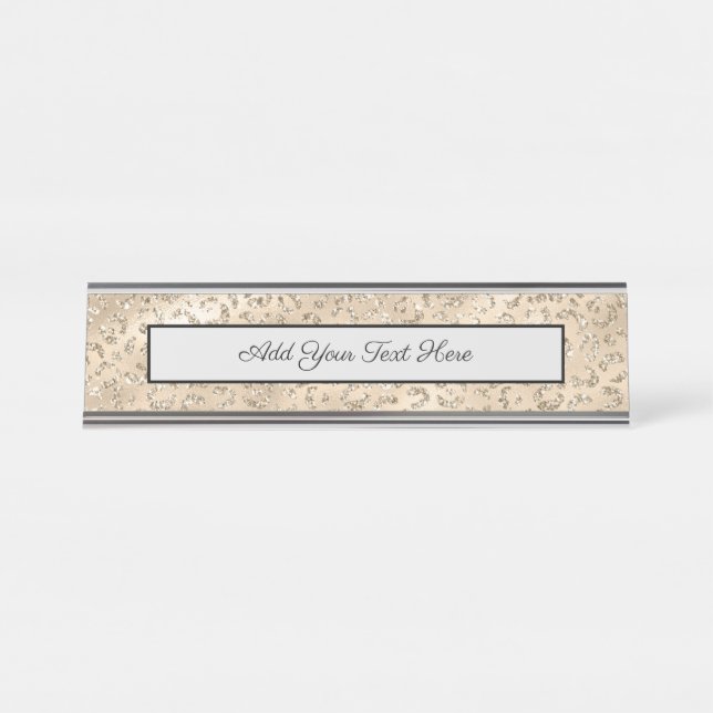 Cheetah Leopard Skin Print Pattern Animal Desk Name Plate (Front)