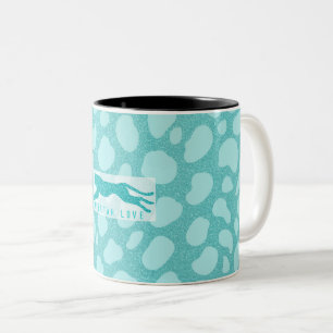 Cheetah Love - Turquoise Glitters Simulated Two-Tone Coffee Mug
