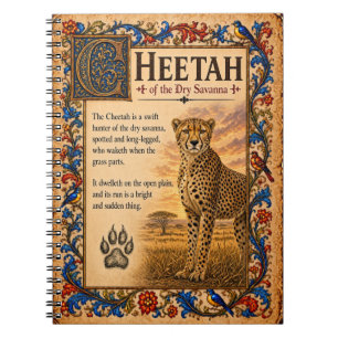 Cheetah, Medieval Bestiary Art Notebook