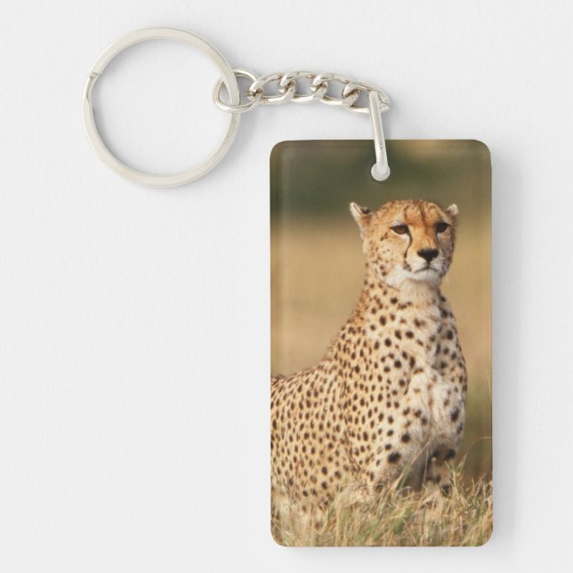 Cheetah on small mound for better visibility keychain (Front)