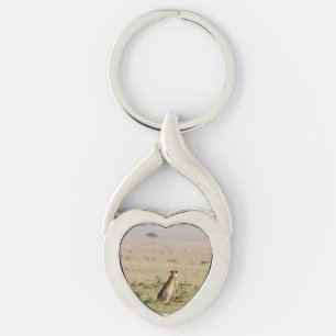 Cheetah on the look out keychain