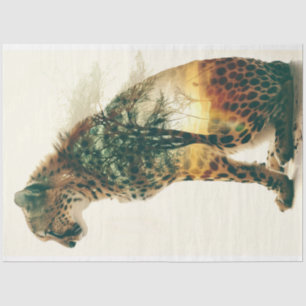 Cheetah Over Exposed Sunset Digital Art Decoupage Tissue Paper