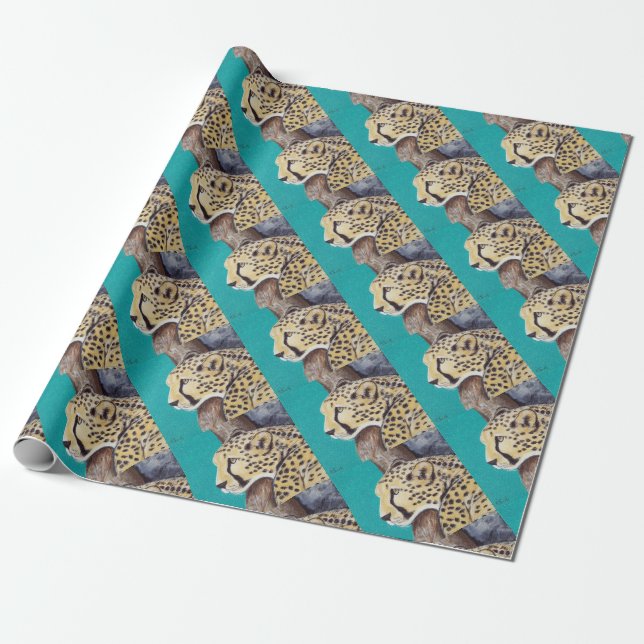 Cheetah Painting Wrapping Paper (Unrolled)