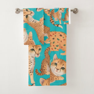 Cheetah Pastel Colourful Personalized Pattern Bath Towel Set