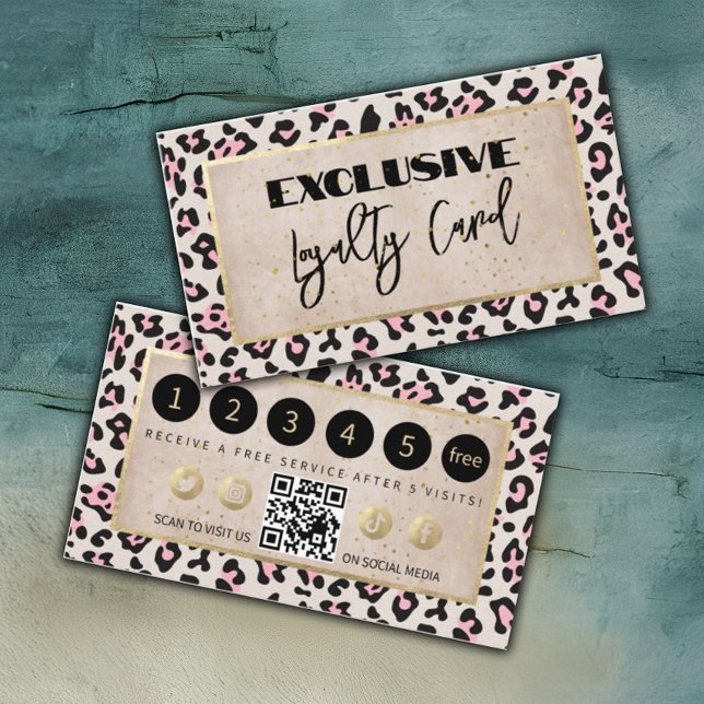 Cheetah Pattern And Gold Vintage Loyalty Card (Creator Uploaded)