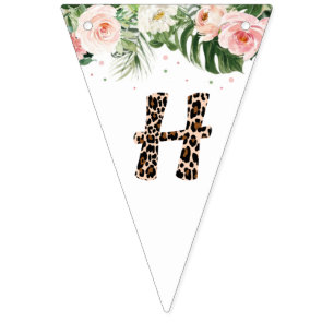 Cheetah Pattern Letters Birthday Party Bunting Flags