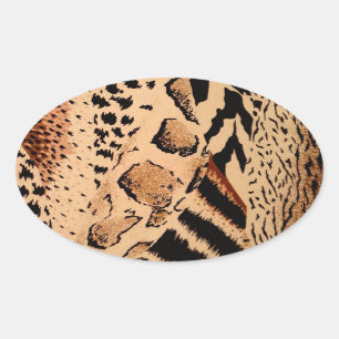 Cheetah Pattern Oval Sticker