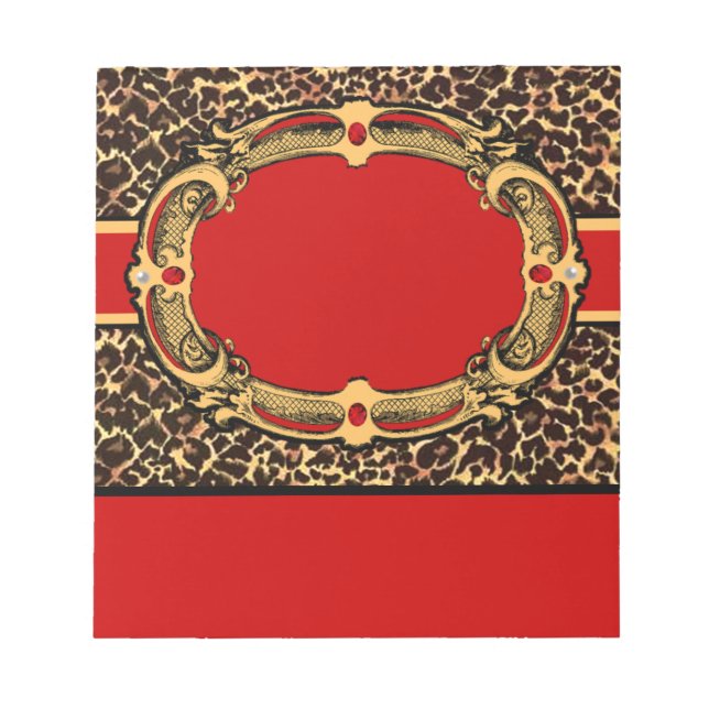Cheetah Pattern Red Label Notepad (Front)