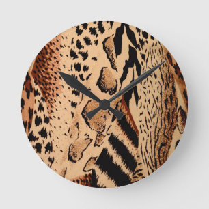 Cheetah Pattern Round Clock